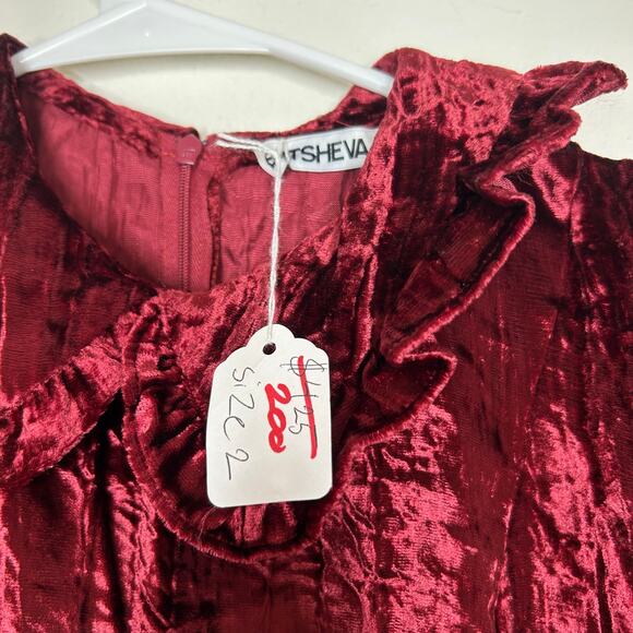 NWT Batsheva Crushed Velvet Peter Pan Collar Midi Dress - Picture 4 of 6